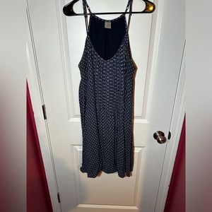 Short Spaghetti Strap Floral Navy V Neck Dress